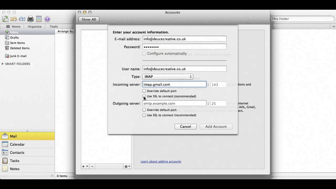 Mac mail account settings